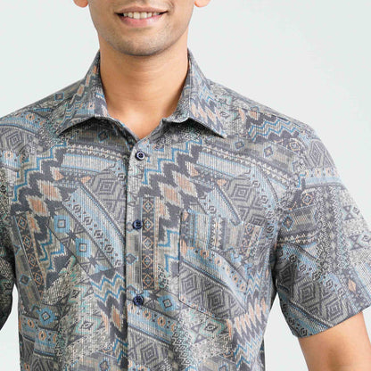 Men’s Olive Blended Casual Shirt