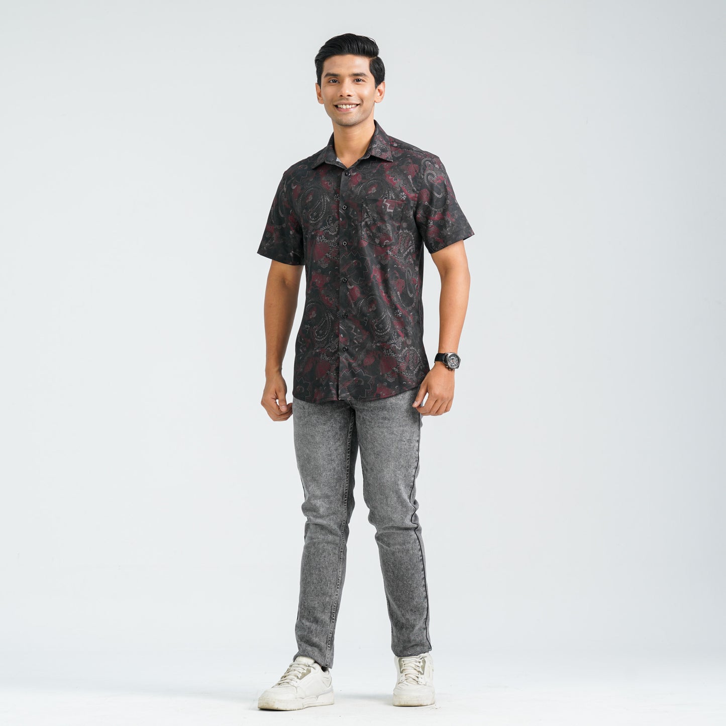 Men’s Black Blended Casual Shirt