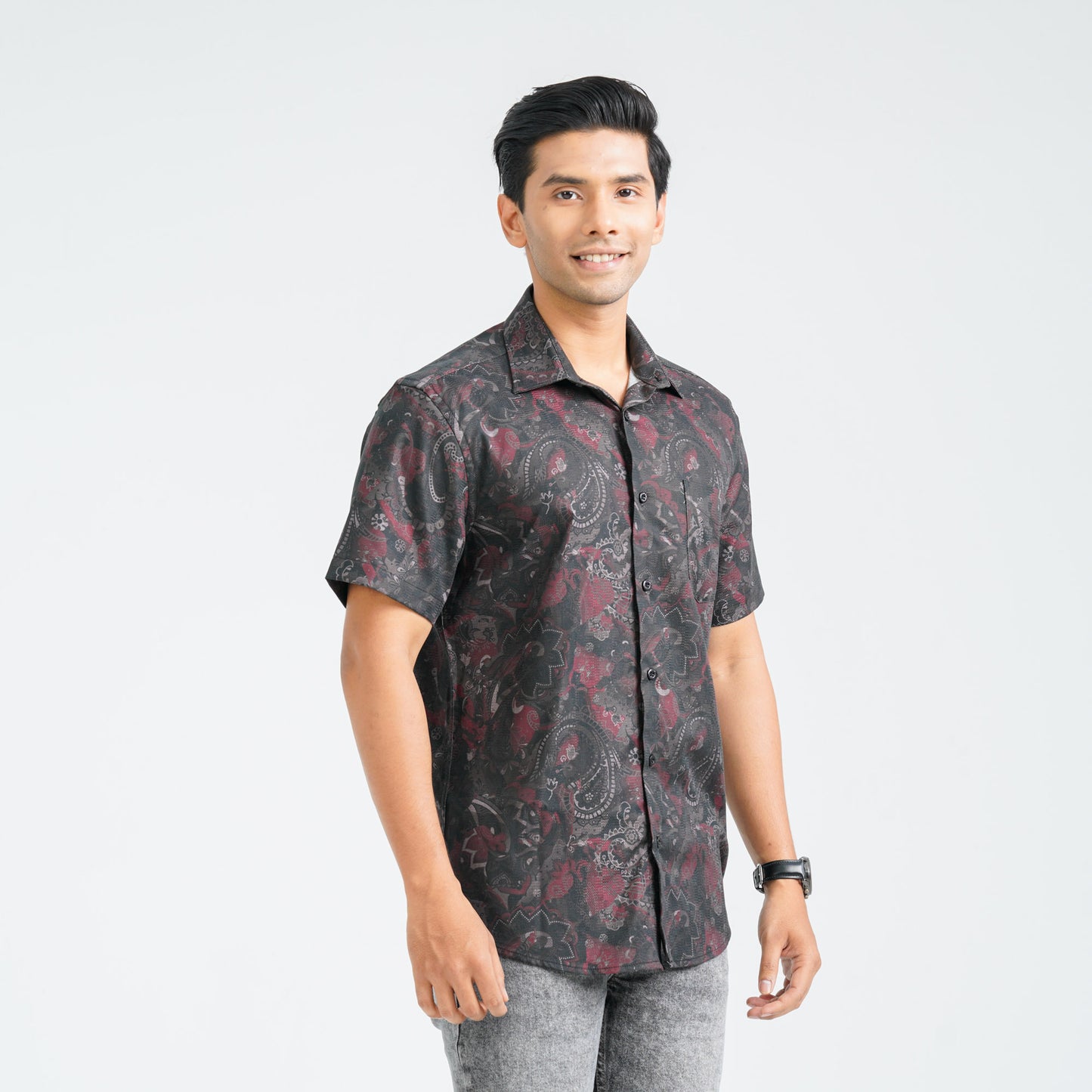 Men’s Black Blended Casual Shirt