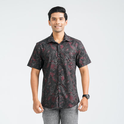 Men’s Black Blended Casual Shirt