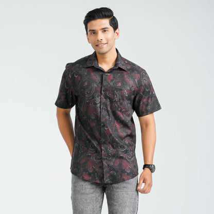 Men’s Black Blended Casual Shirt