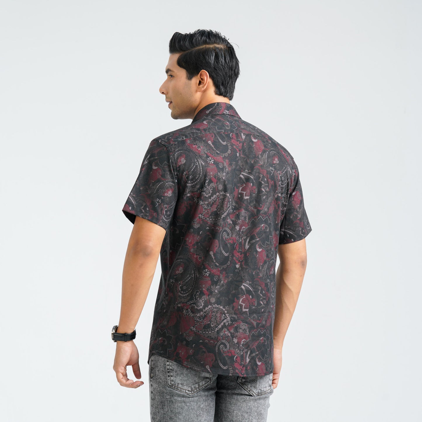 Men’s Black Blended Casual Shirt