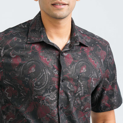 Men’s Black Blended Casual Shirt