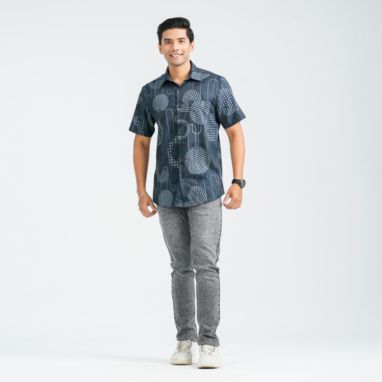 Men’s Black Blended Casual Shirt