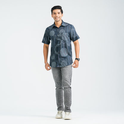 Men’s Black Blended Casual Shirt