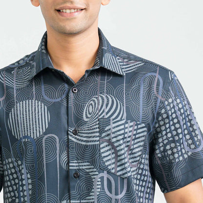Men’s Black Blended Casual Shirt