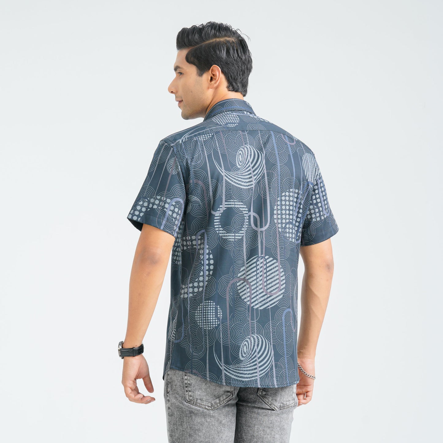 Men’s Black Blended Casual Shirt