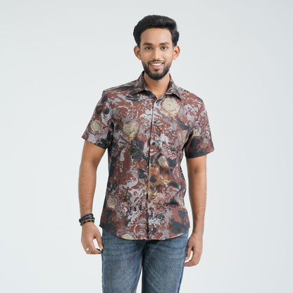 Men’s Brown Blended Casual Shirt