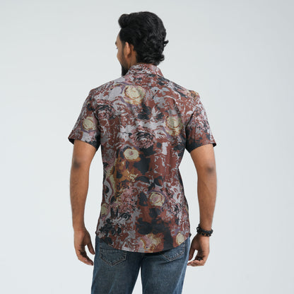 Men’s Brown Blended Casual Shirt