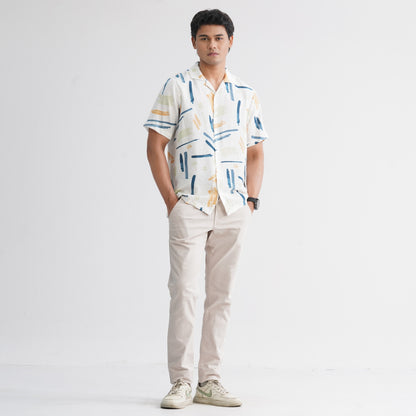 Men’s White Blended Casual Shirt