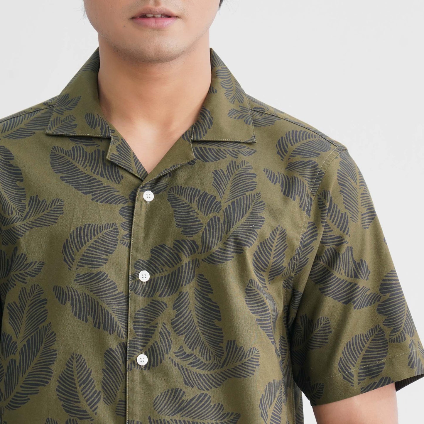 Men’s Olive Blended Casual Shirt