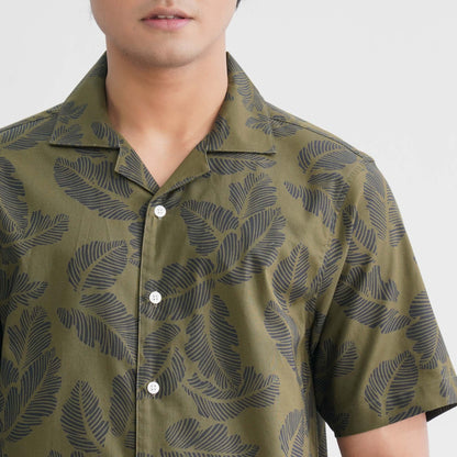 Men’s Olive Blended Casual Shirt