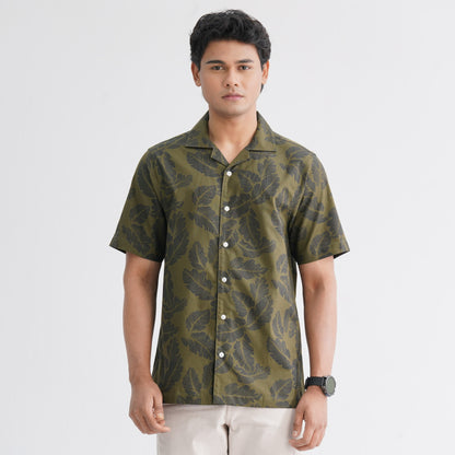 Men’s Olive Blended Casual Shirt