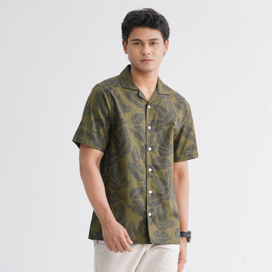 Men’s Olive Blended Casual Shirt