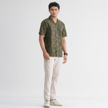 Men’s Olive Blended Casual Shirt