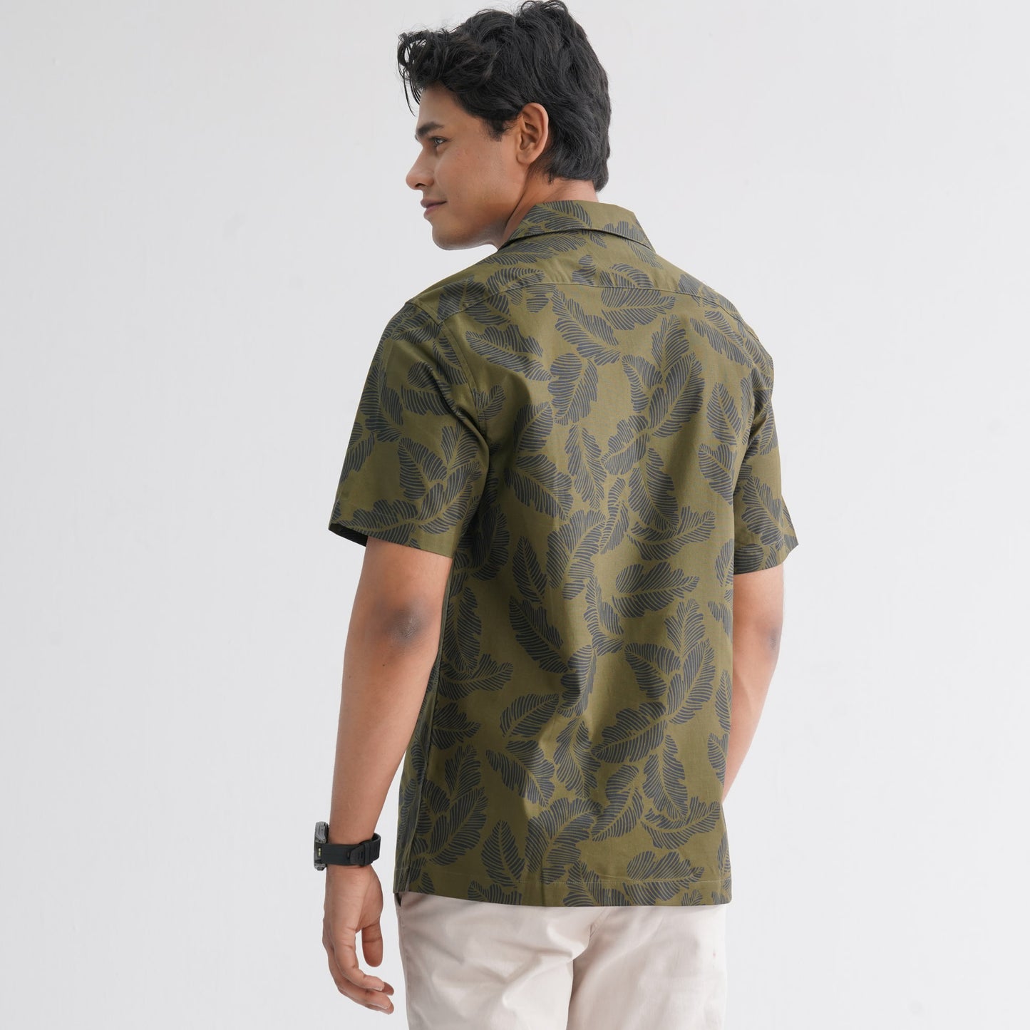 Men’s Olive Blended Casual Shirt