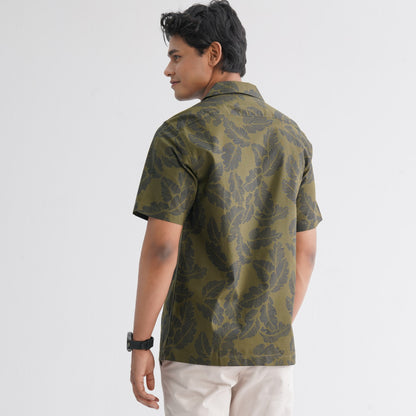 Men’s Olive Blended Casual Shirt