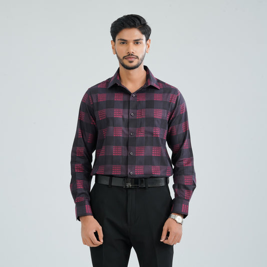 Men’s Maroon Cotton Formal Shirt