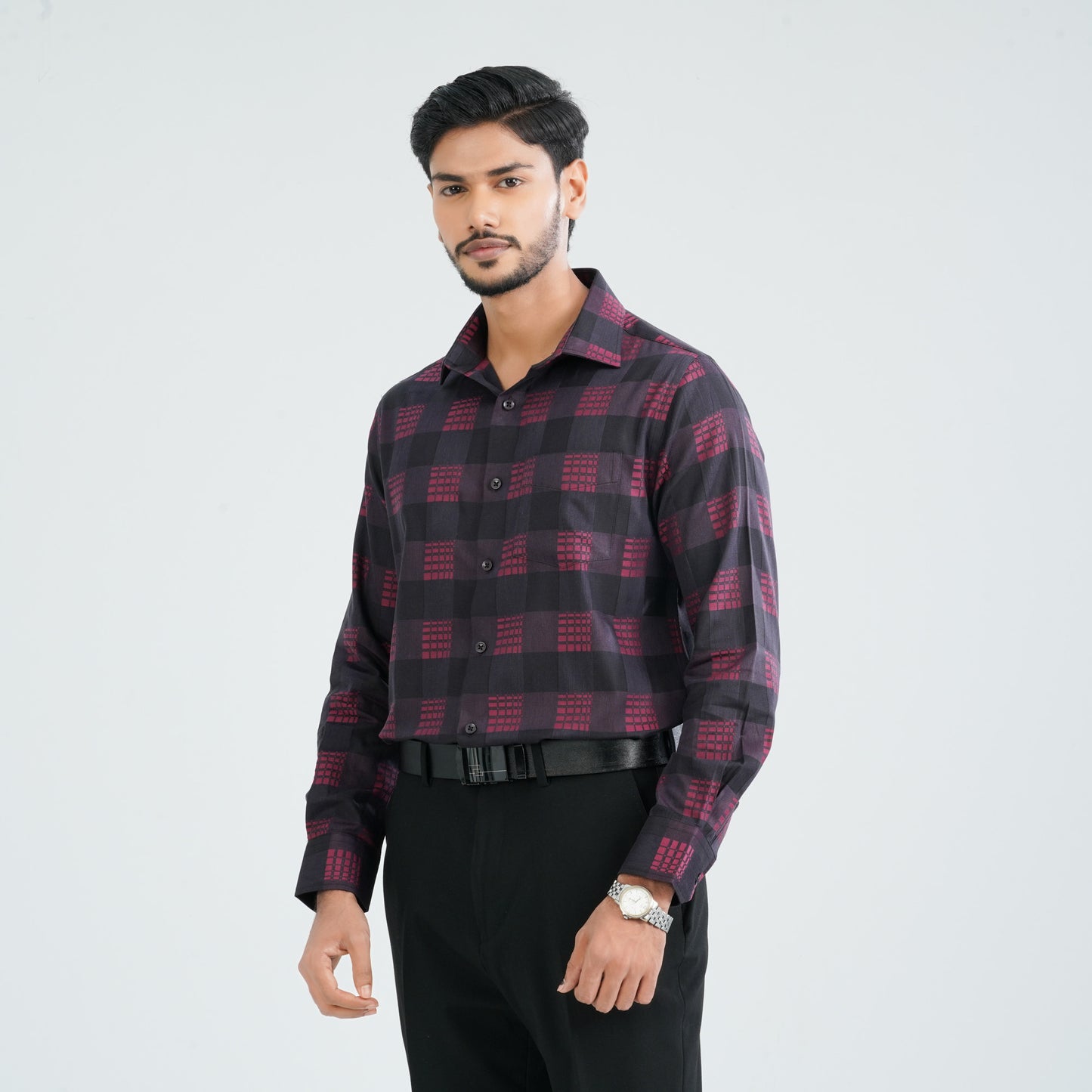 Men’s Maroon Cotton Formal Shirt