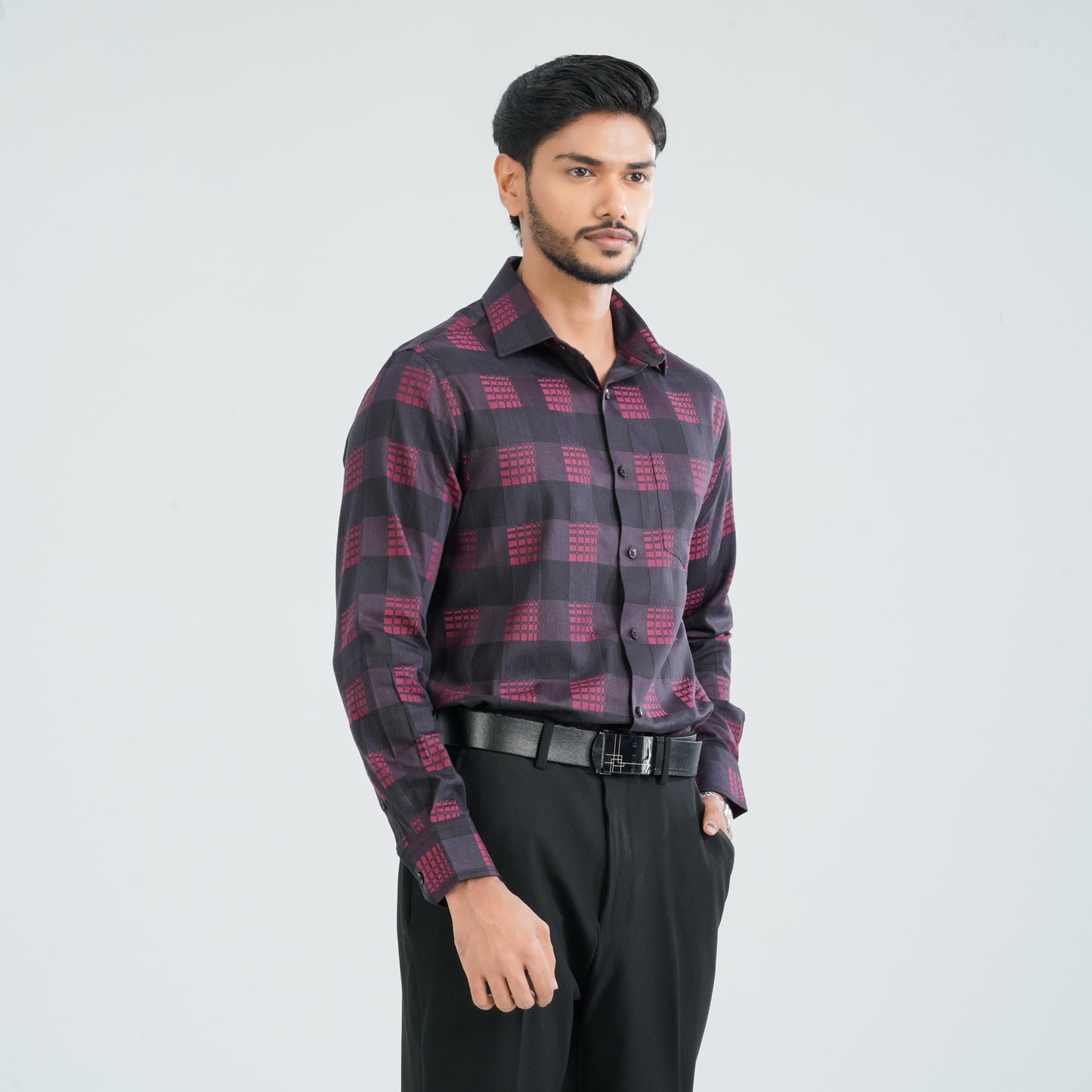 Men’s Maroon Cotton Formal Shirt