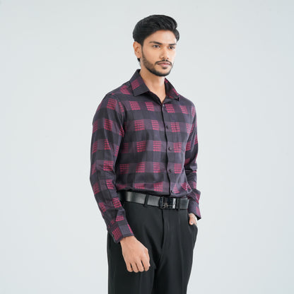 Men’s Maroon Cotton Formal Shirt