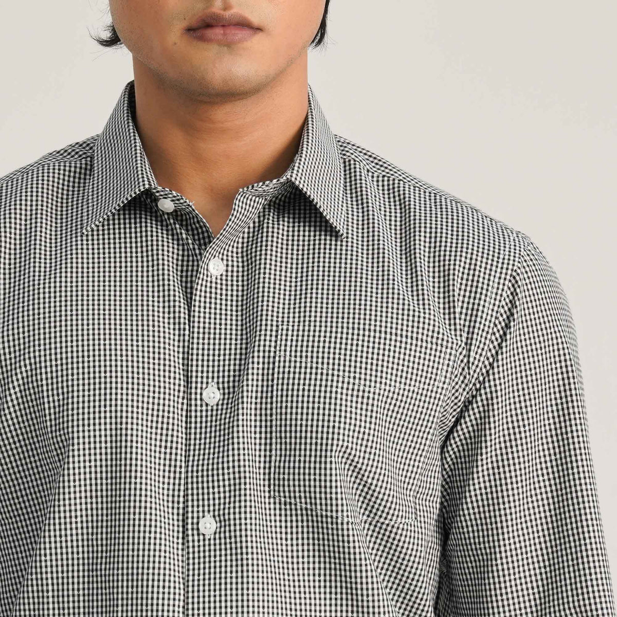 Mens Black and White Check Formal Shirt