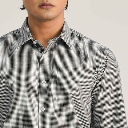 Mens Black and White Check Formal Shirt