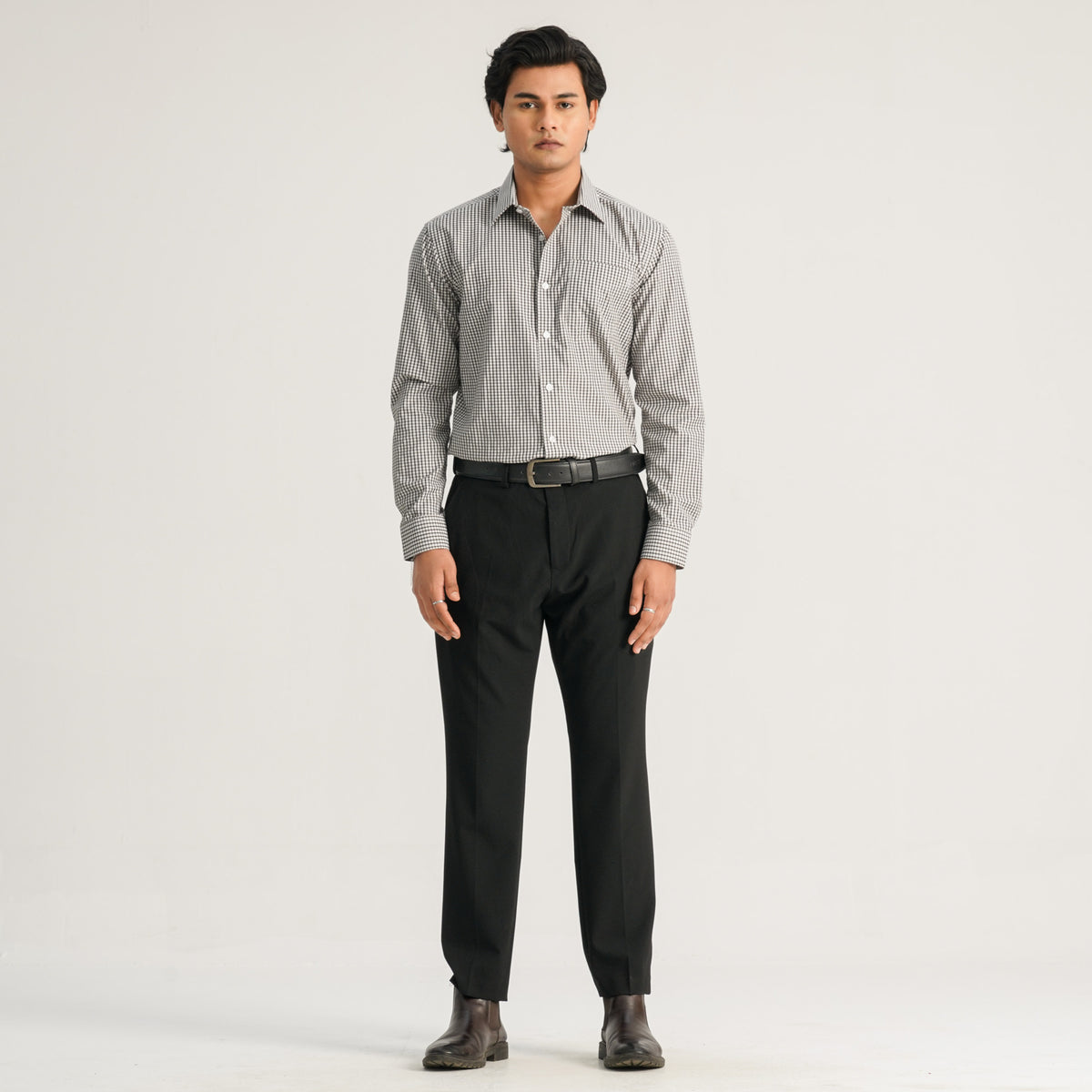 Mens Chocoate Check Formal Shirt