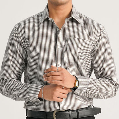 Mens Chocoate Check Formal Shirt