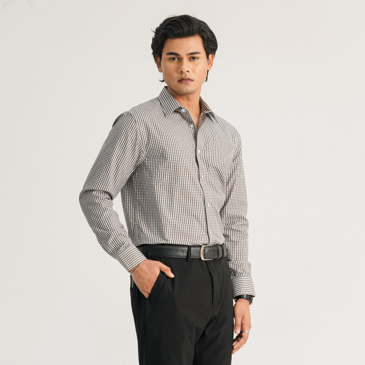 Mens Chocoate Check Formal Shirt