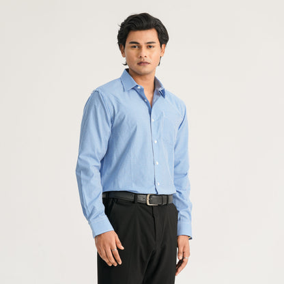 Mens Blue Check Formal Shirt