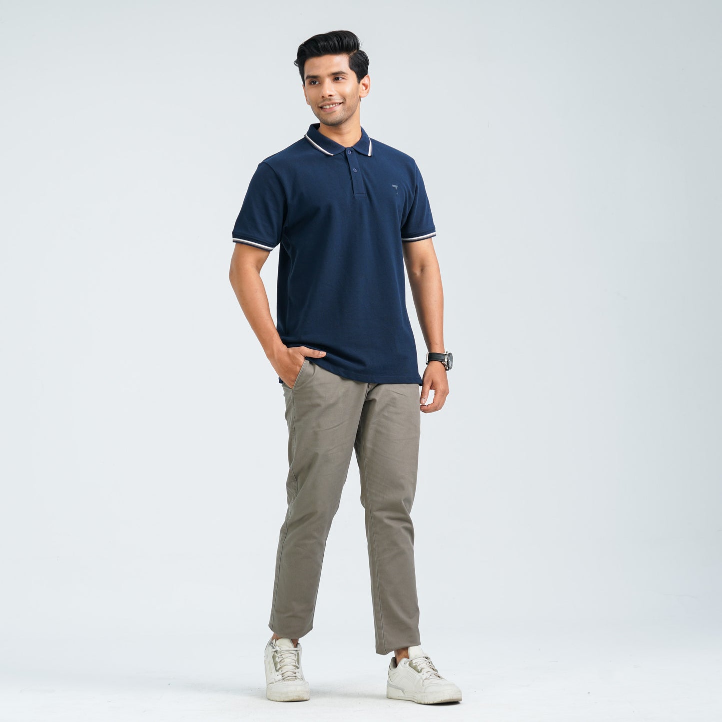 Men's Navy Cotton Polo