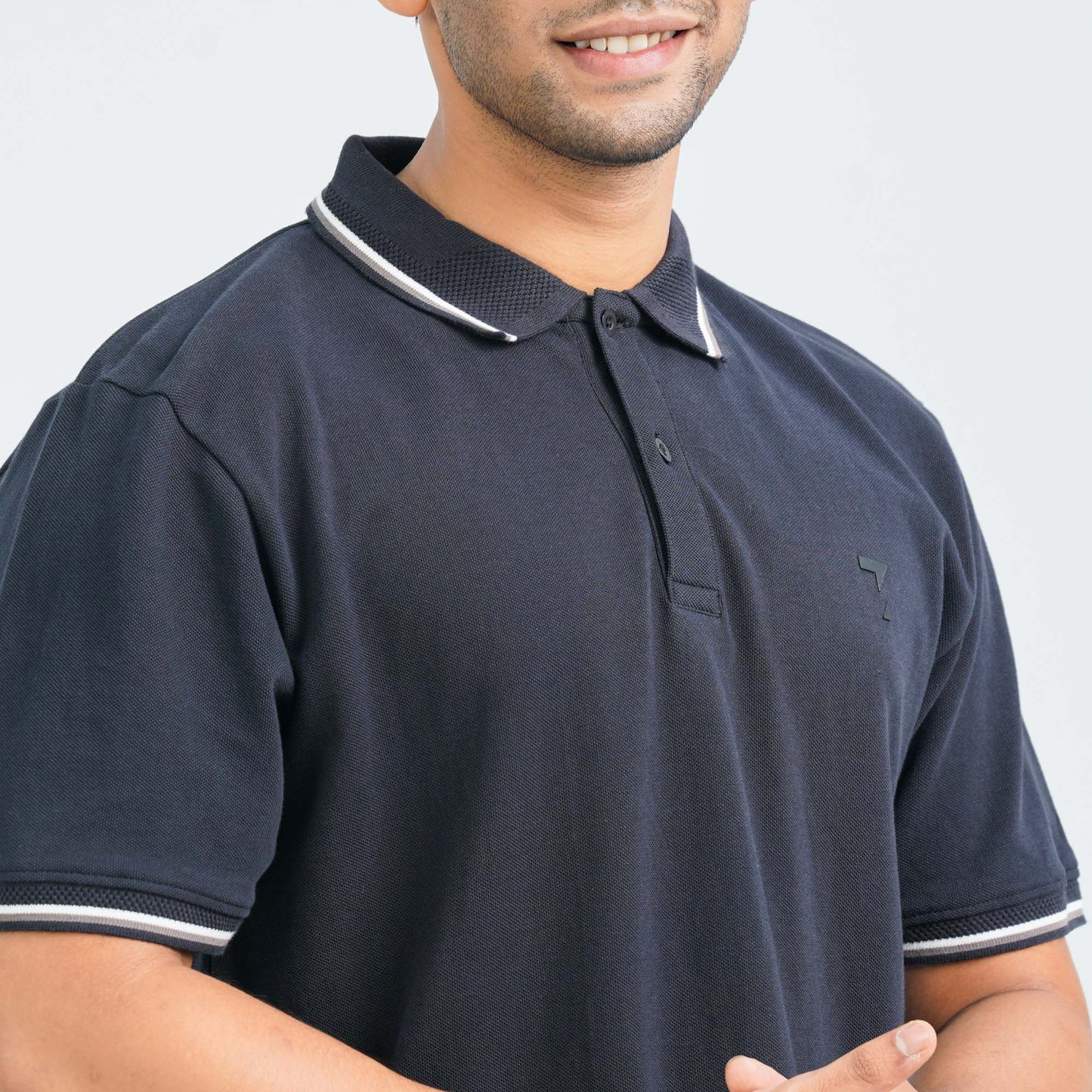 Men's Black Cotton Polo