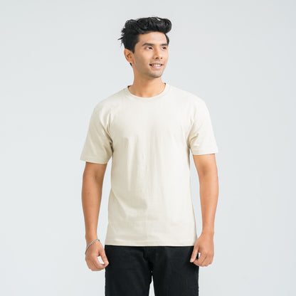 Men's Beige Cotton T-Shirt