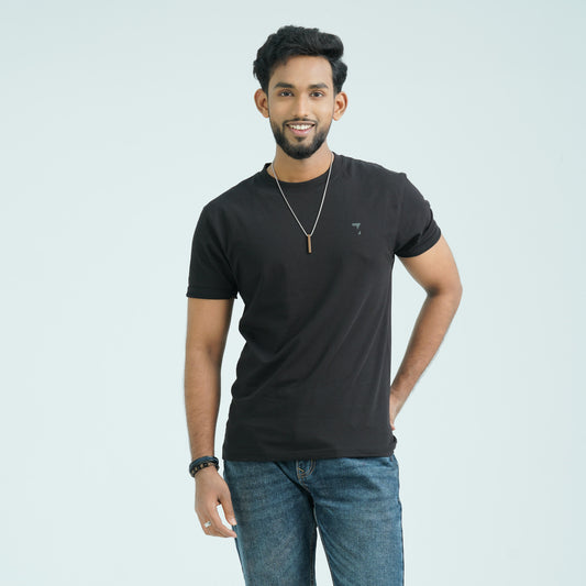 Men's Black Cotton T-Shirt