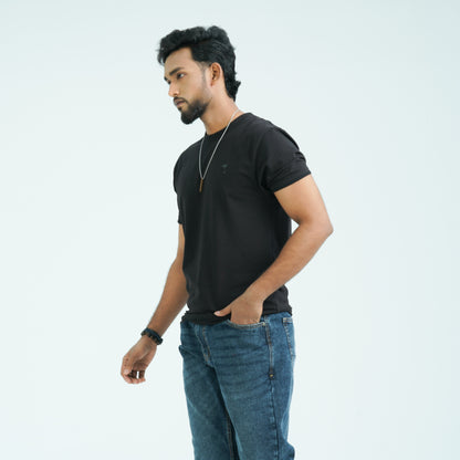 Men's Black Cotton T-Shirt