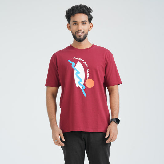 Men's Maroon Cotton T-Shirt