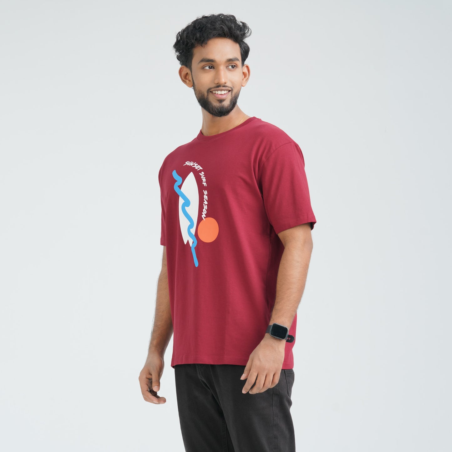Men's Maroon Cotton T-Shirt