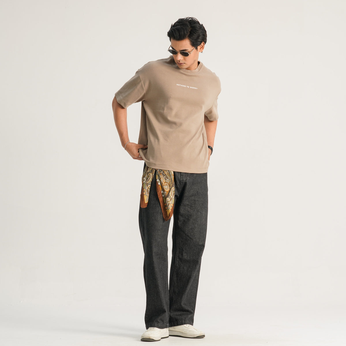 Mens Beige Oversized T-Shirt