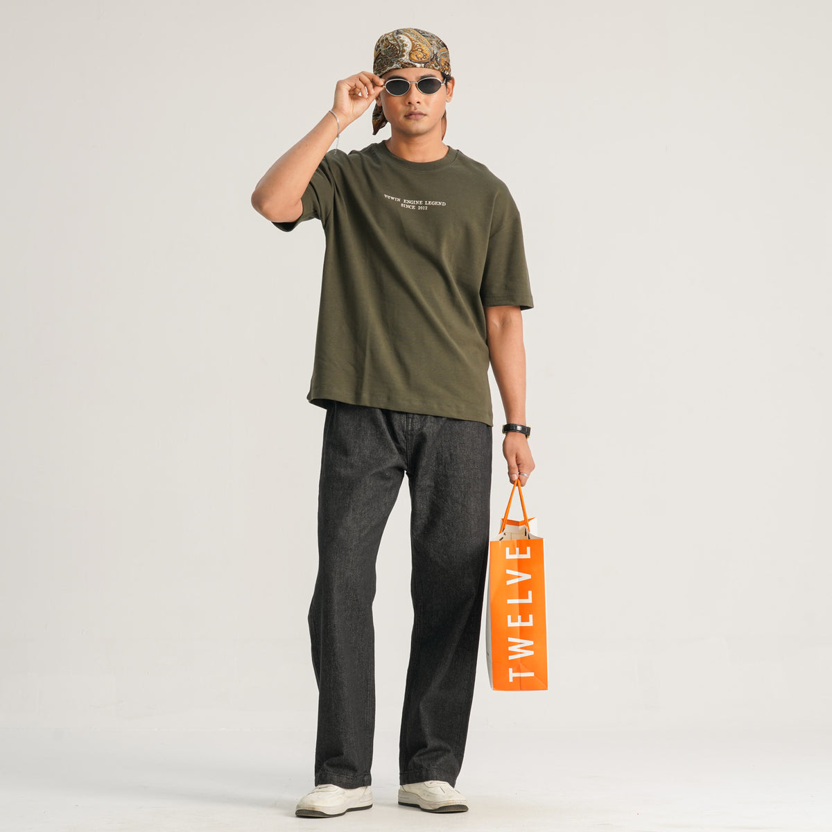 Mens Olive Oversized T-Shirt