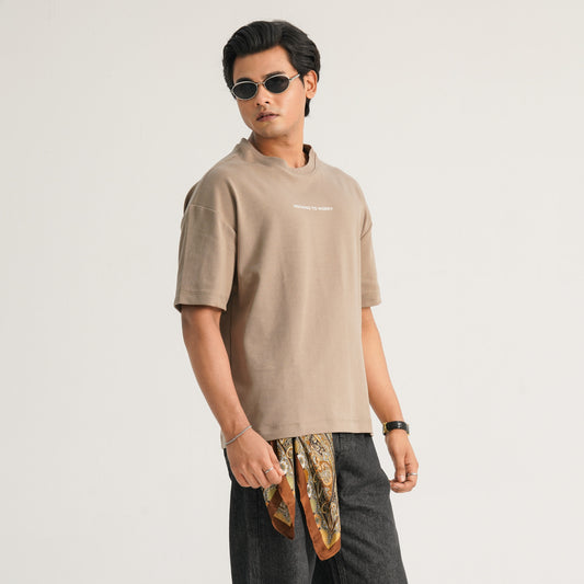 Mens Beige Oversized T-Shirt