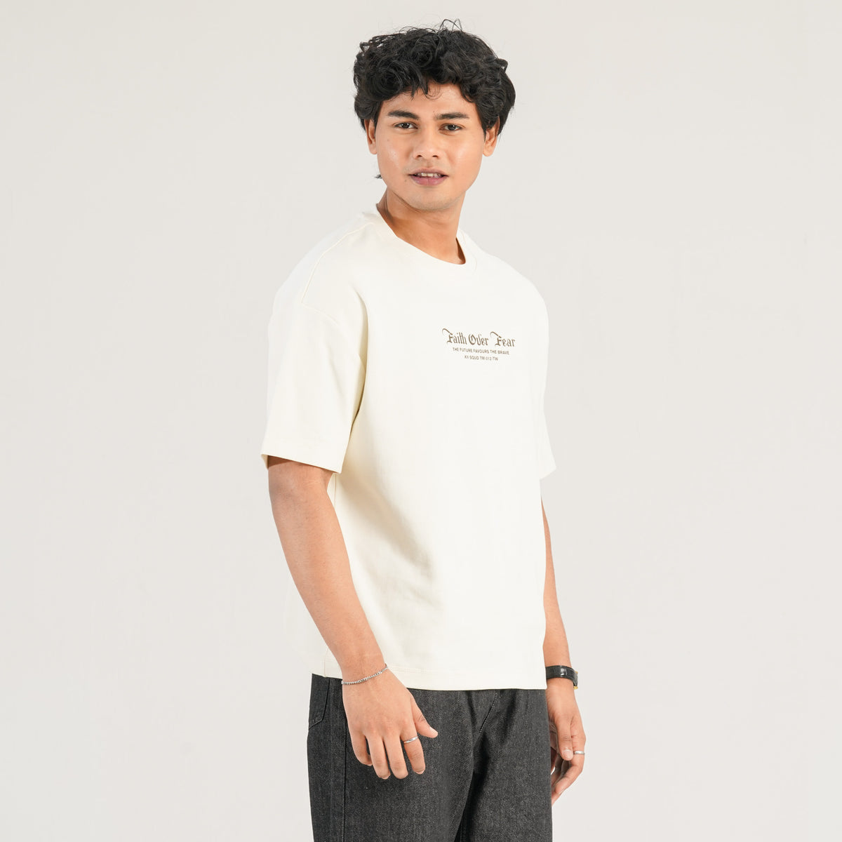 Mens Cream Oversized T-Shirt