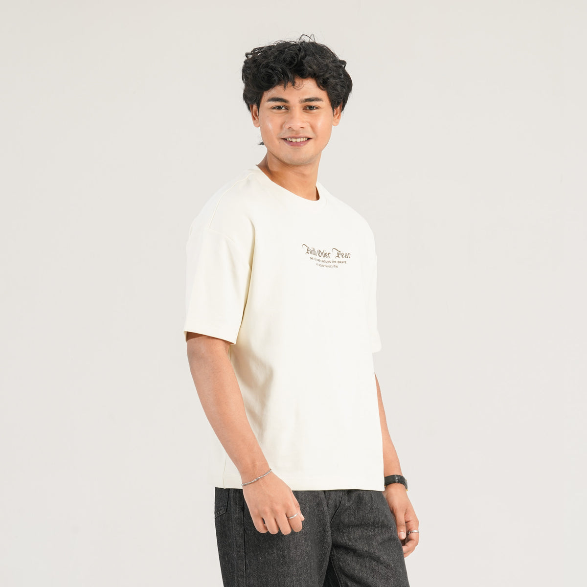 Mens Cream Oversized T-Shirt