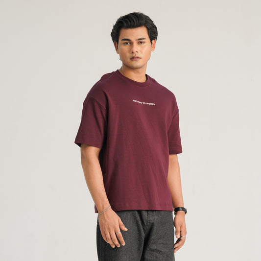 Mens Maroon Oversized T-Shirt
