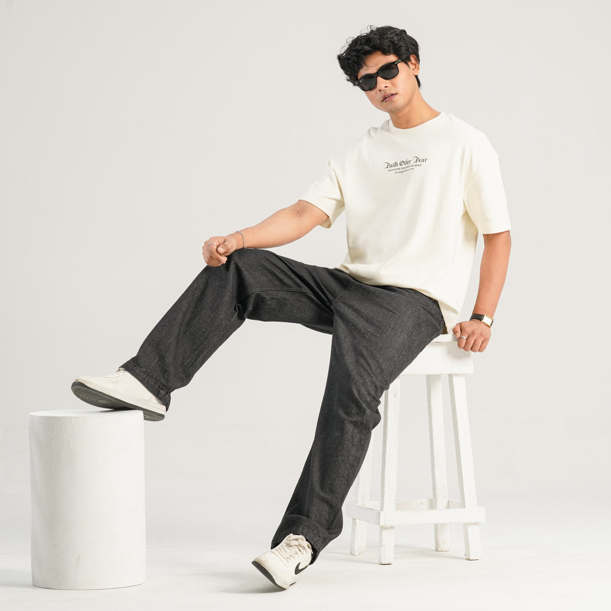 Mens Cream Oversized T-Shirt