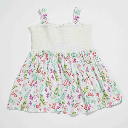 New Born Girlsfrock - White Aop