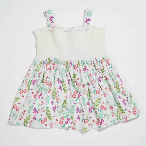 NEW BORN GIRLSFROCK - WHITE AOP