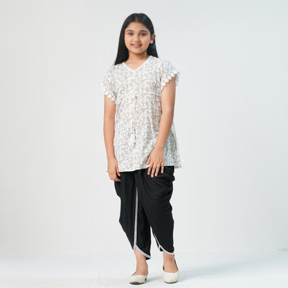 Girls White Black Two-Piece Set