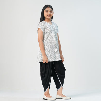 Girls White Black Two-Piece Set