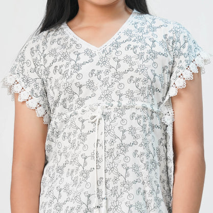 Girls White Black Two-Piece Set